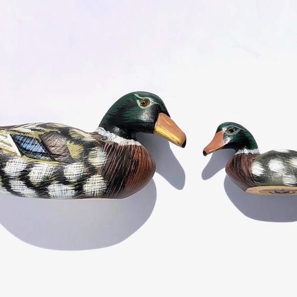 Pacific Rim Carvers Set 2 Miniature Ducks Mallard Mother and Duckling handmade - Picture 11 of 16